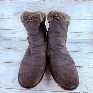 Baretraps Andrea Brown Suede Faux Fur Ankle Boots Stay Dry System Womens 9.5 M